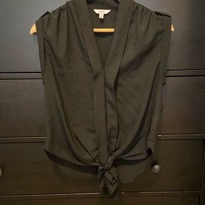 Candie's Black Silky Crop Top with Tie - Size S